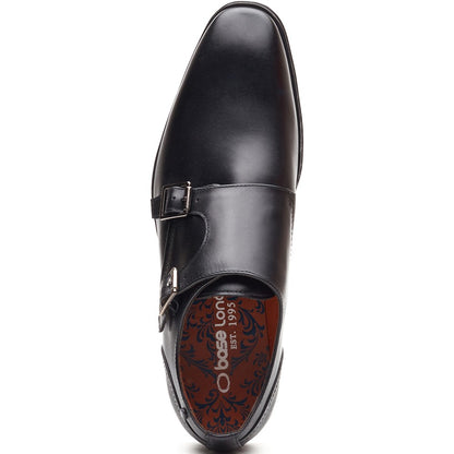 Cleric Leather Double Monk Shoes Black