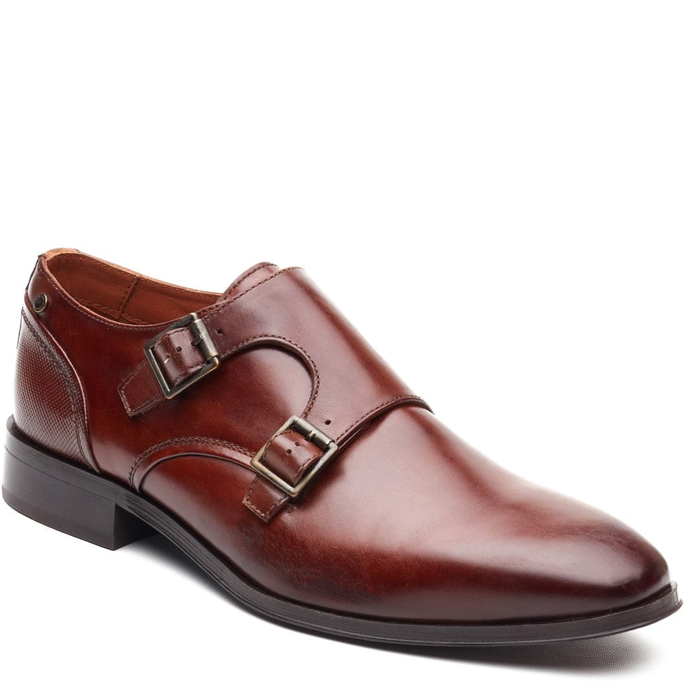 Cleric Leather Double Monk Shoes Tan