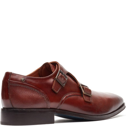 Cleric Leather Double Monk Shoes Tan