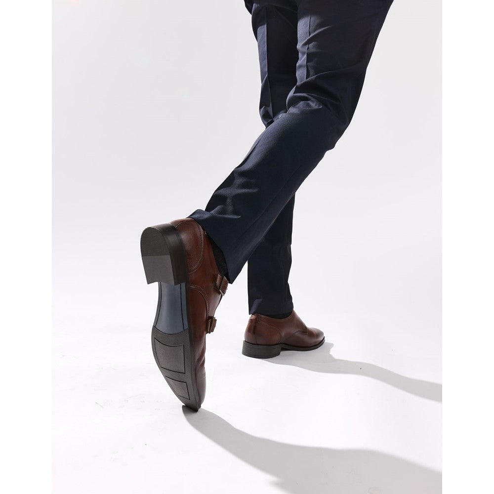Cleric Leather Double Monk Shoes Tan