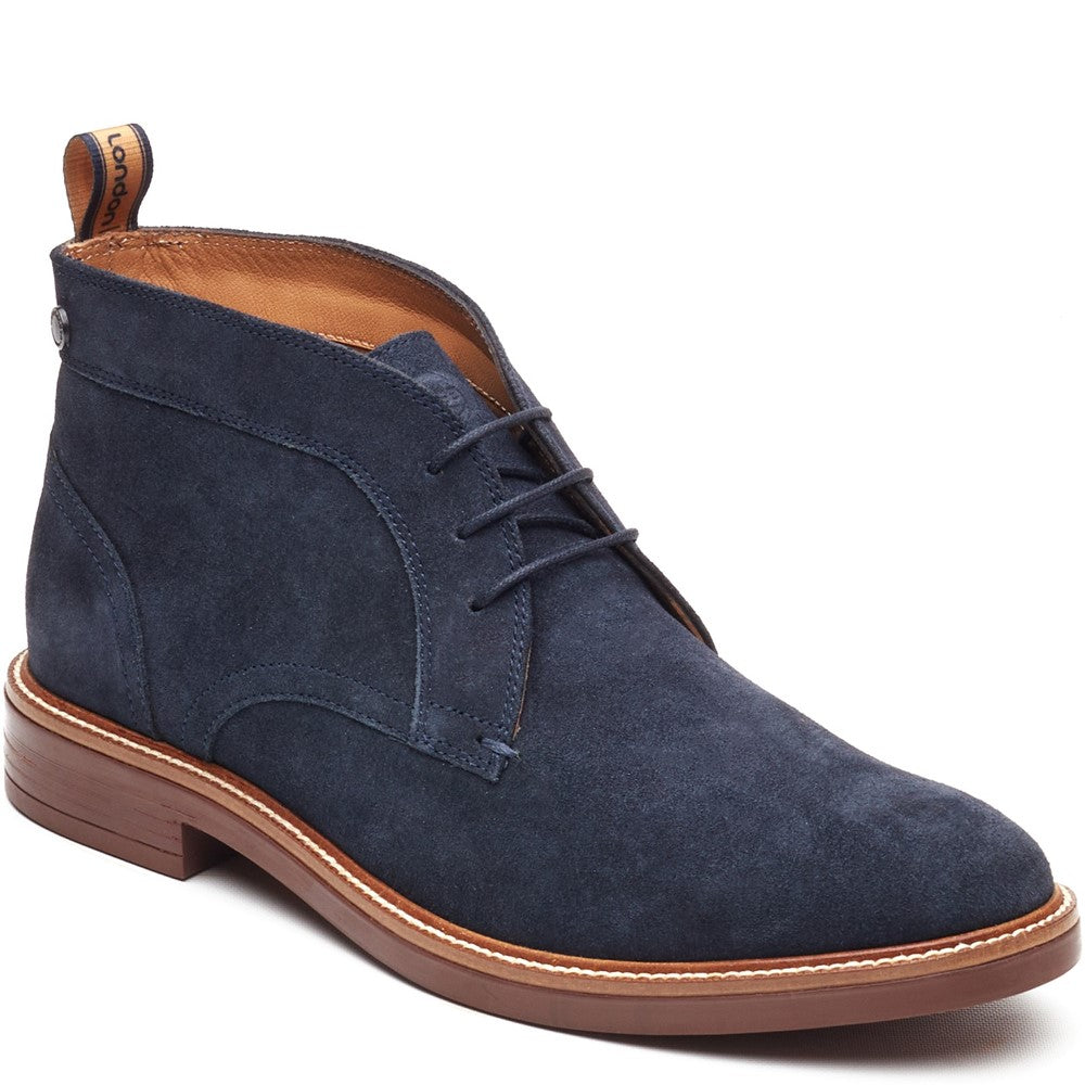 Men's Navy Suede Lincoln Chukka Boot by Base London