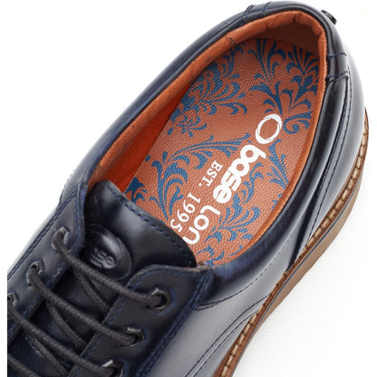 Langdon Leather Apron Toe Shoes Navy