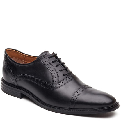 Ascot Leather Oxford Brogue Shoes Black
