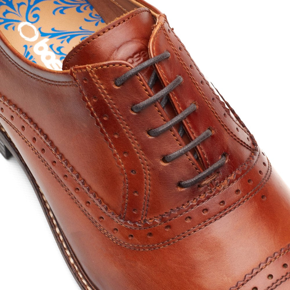 Ascot Leather Oxford Brogue Shoes Tan