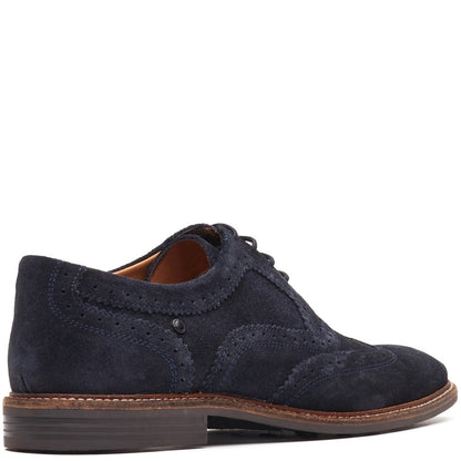 Clarence Suede Brogue Shoes Navy