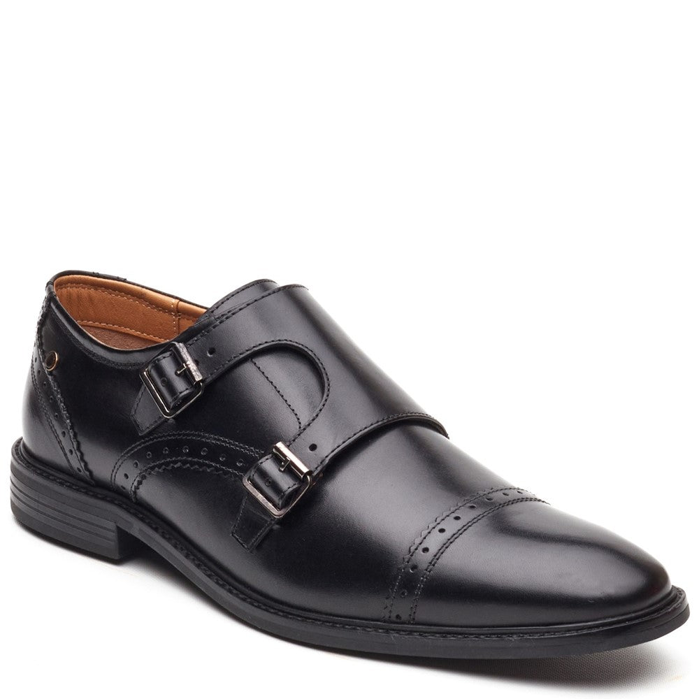 Henley Leather Double Monk Shoes Black
