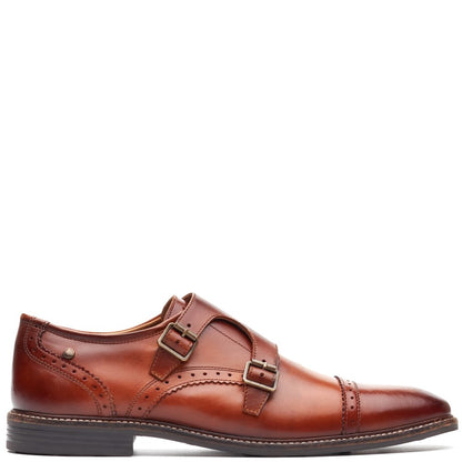 Henley Leather Double Monk Shoes Tan