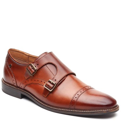 Henley Leather Double Monk Shoes Tan