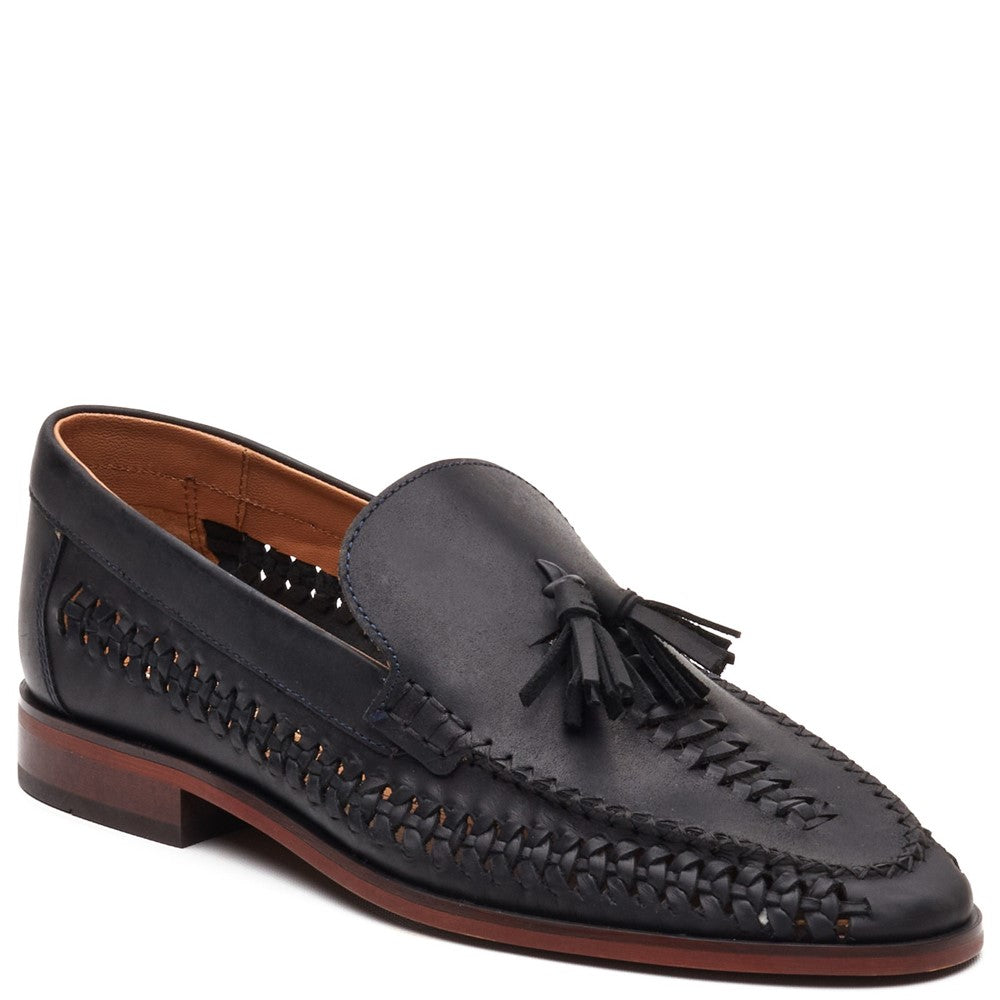 Bracken Leather Weave Loafer Navy