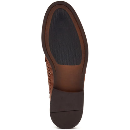 Bracken Leather Weave Loafer Tan