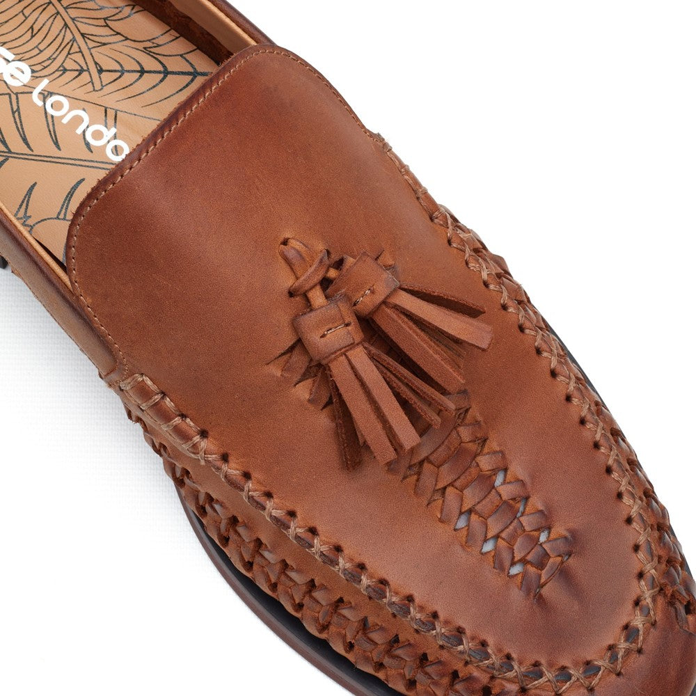 Bracken Leather Weave Loafer Tan
