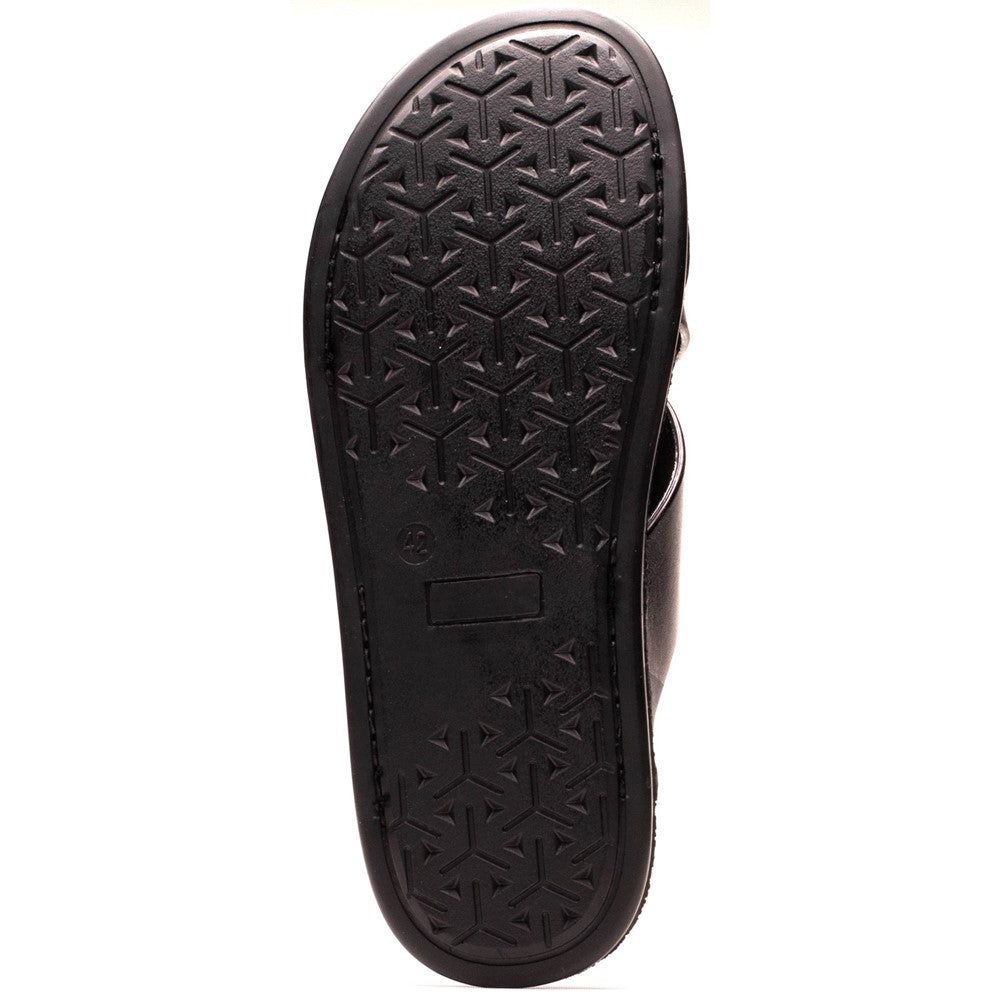 Drift Leather Cross Strap Sandals Black