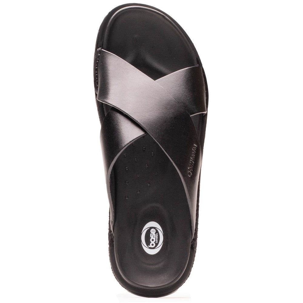 Drift Leather Cross Strap Sandals Black