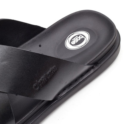 Drift Leather Cross Strap Sandals Black