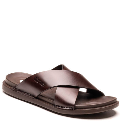Drift Leather Cross Strap Sandals Brown