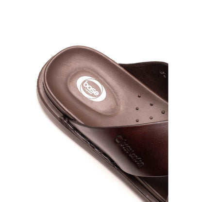 Drift Leather Cross Strap Sandals Brown