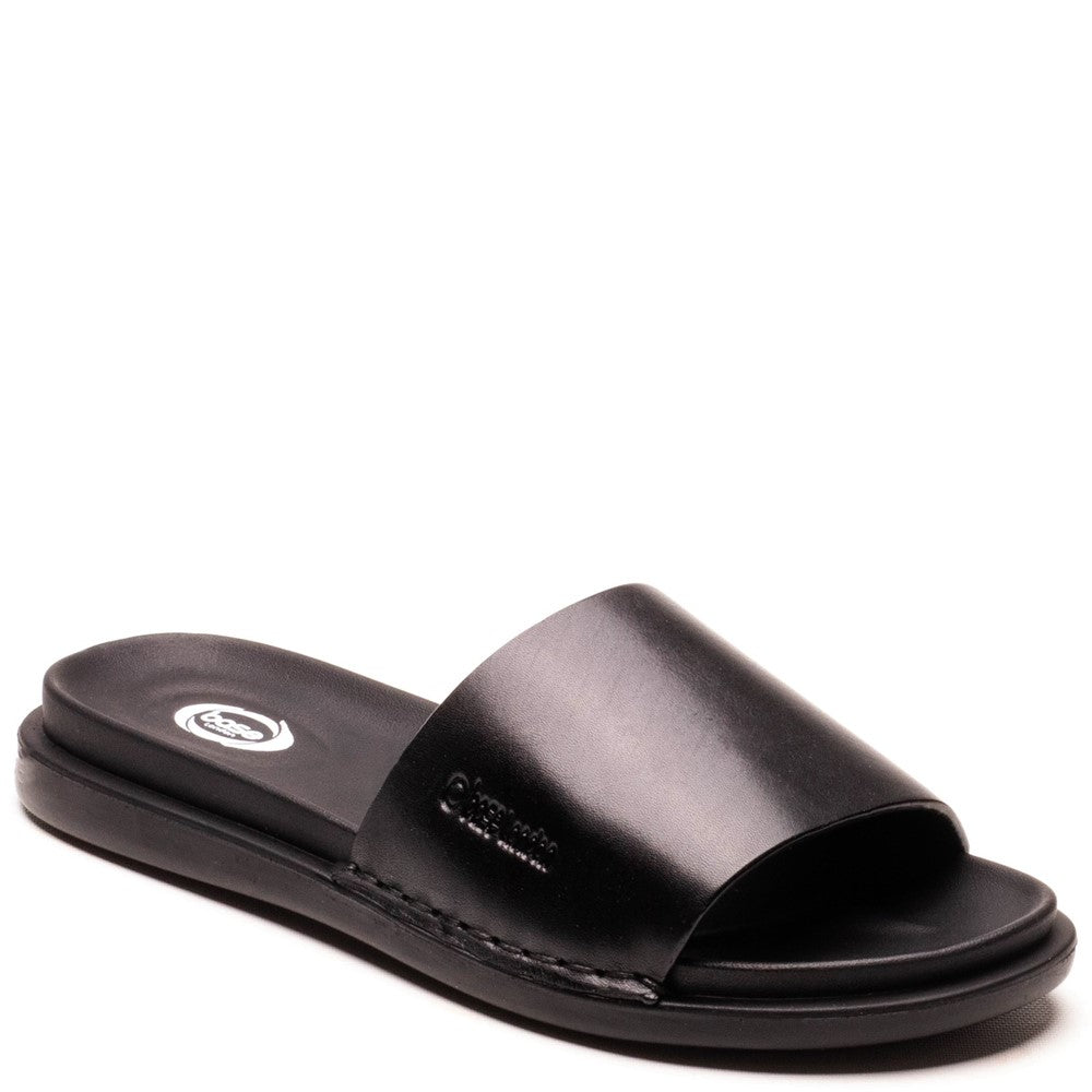 Albany Leather Slide Sandals Black