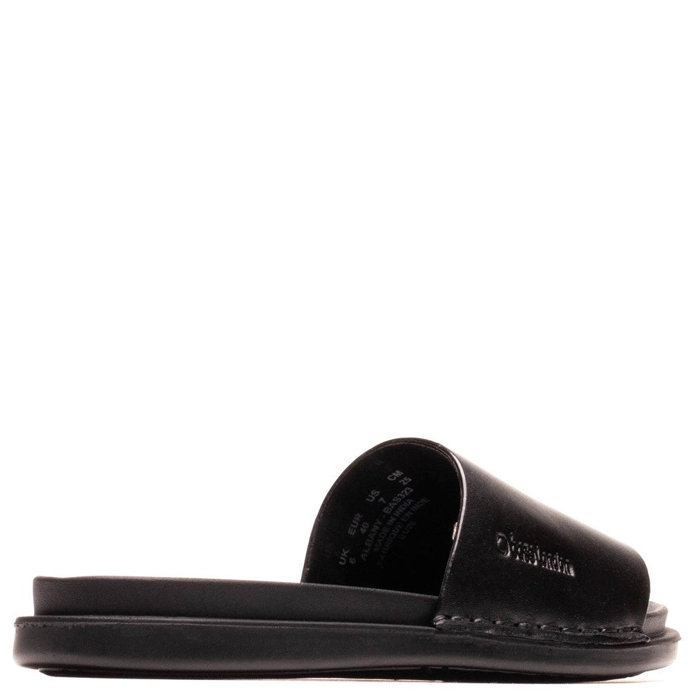 Albany Leather Slide Sandals Black