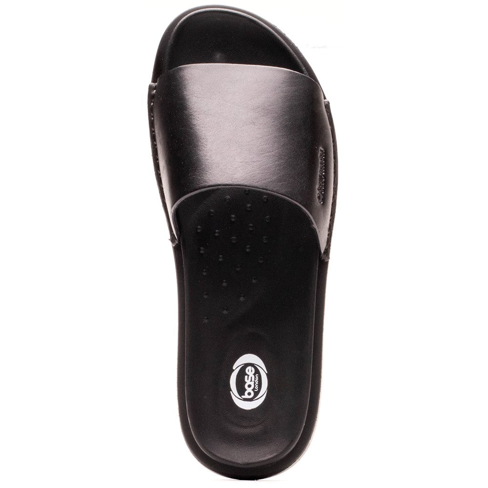 Albany Leather Slide Sandals Black