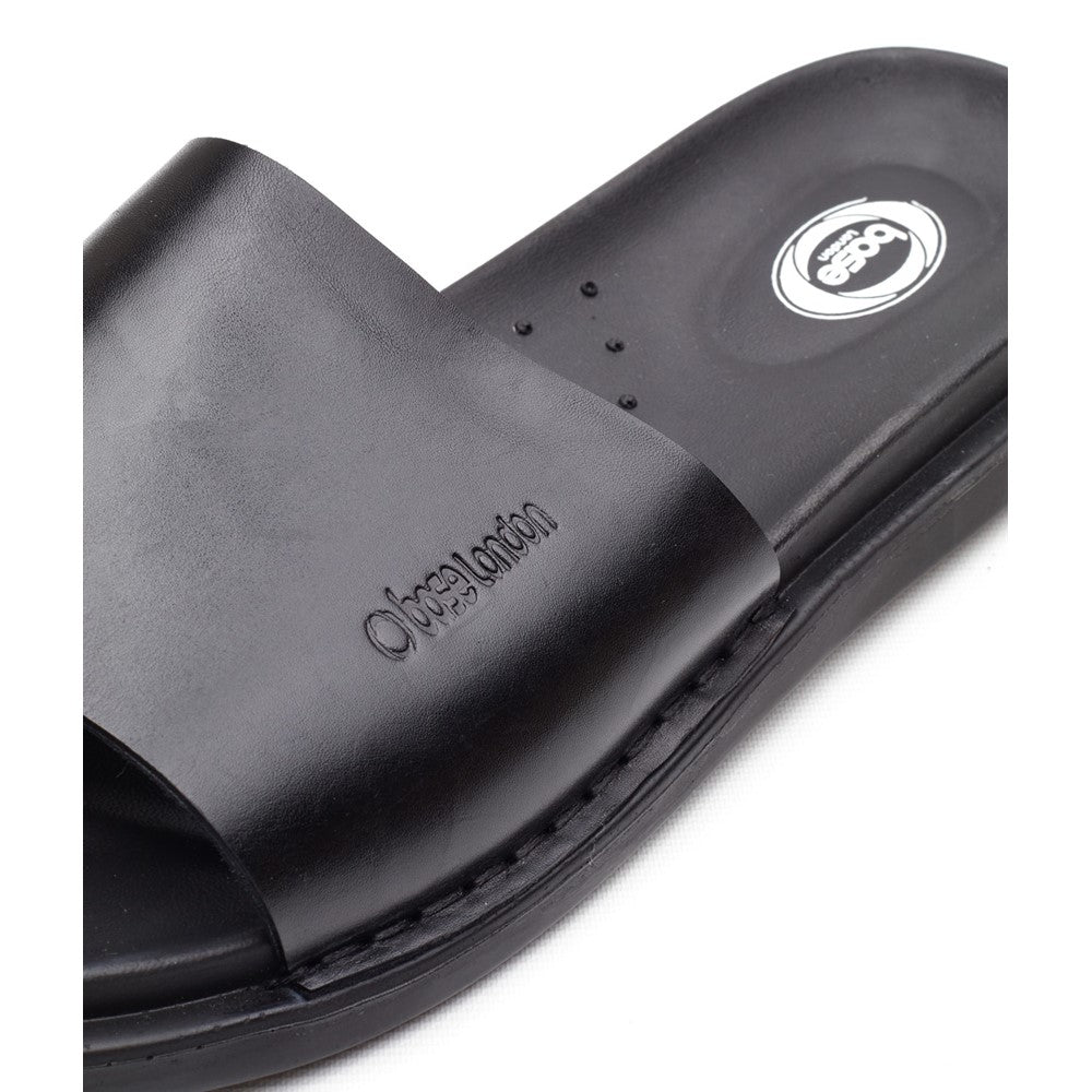 Albany Leather Slide Sandals Black