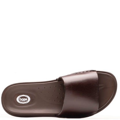 Albany Leather Slide Sandals Brown
