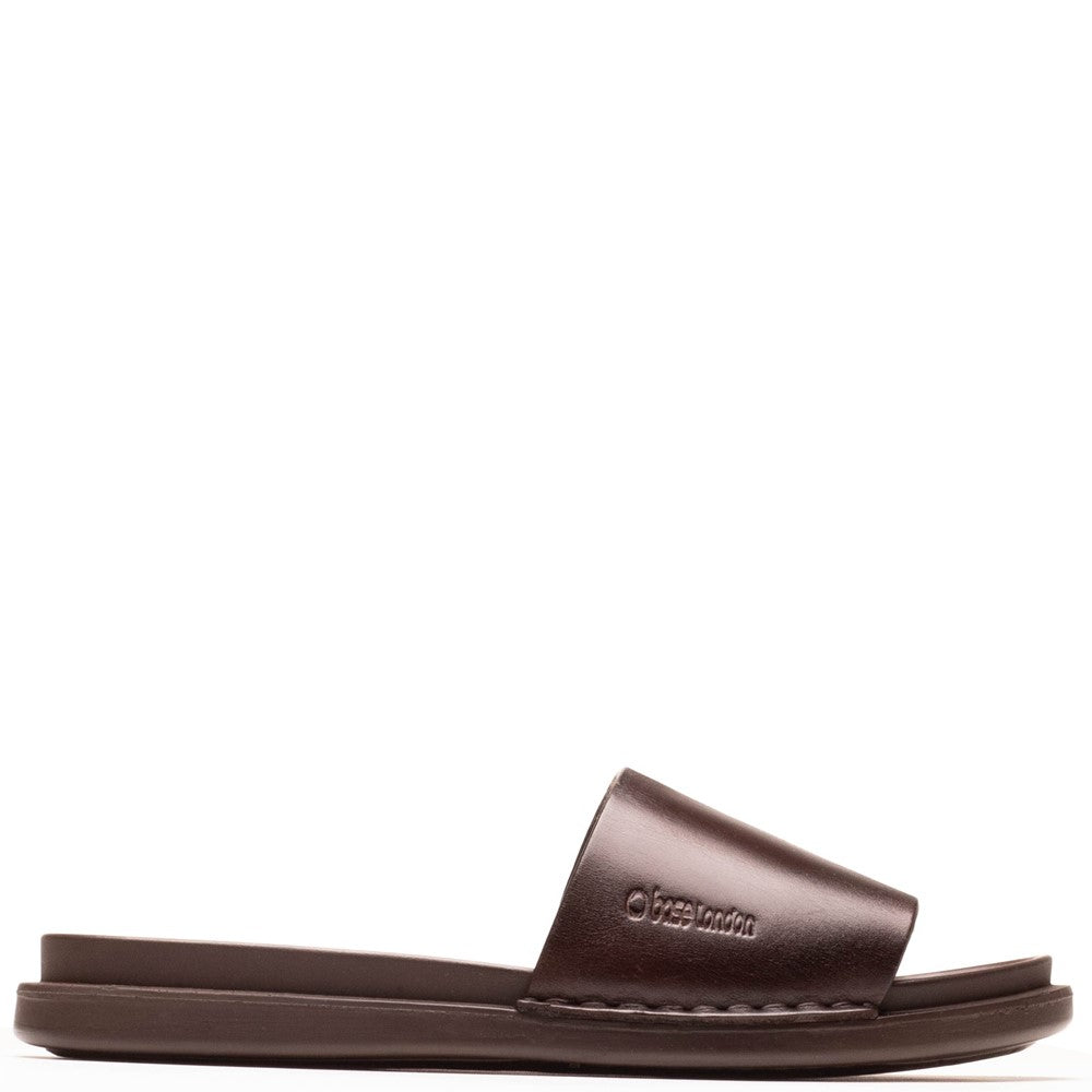 Albany Leather Slide Sandals Brown
