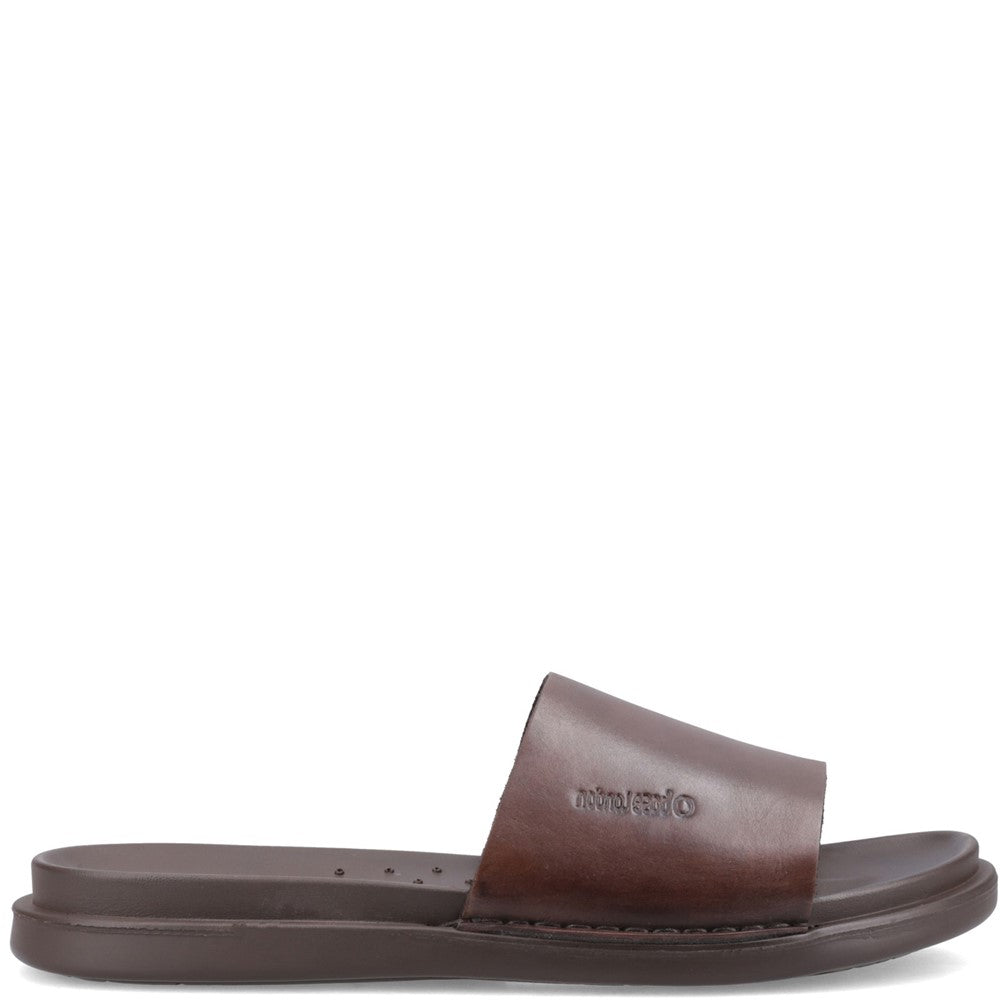 Albany Leather Slide Sandals Brown