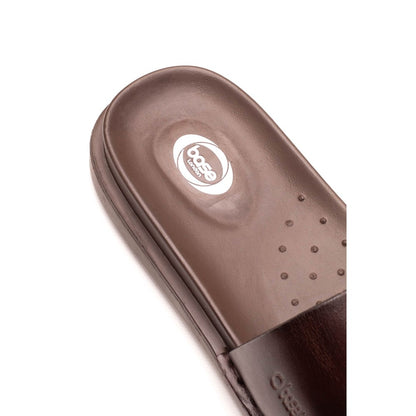 Albany Leather Slide Sandals Brown