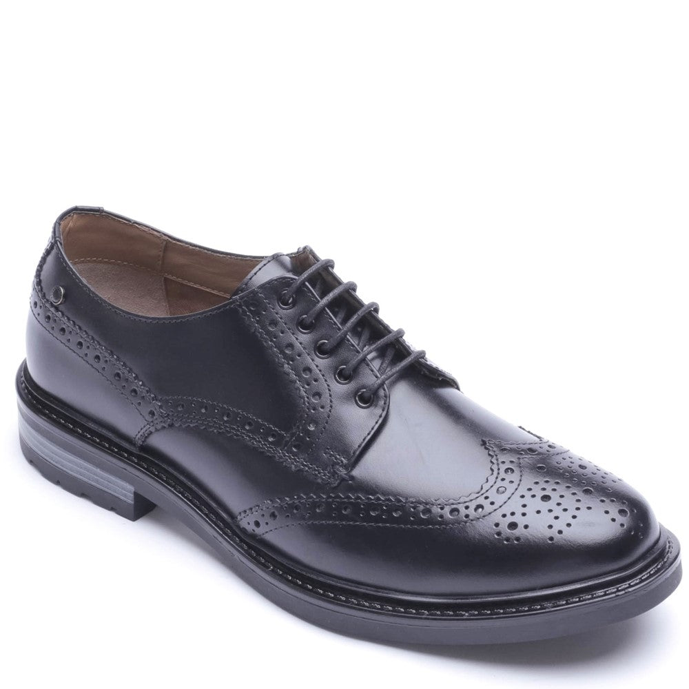 Tanner Waxy Brogue Shoes Black