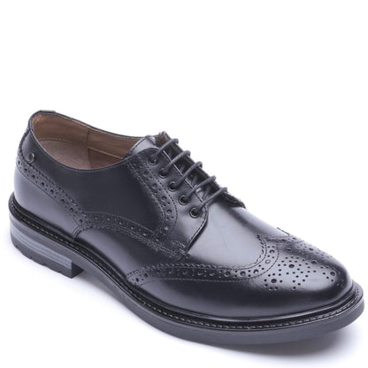 Tanner Waxy Brogue Shoes Black