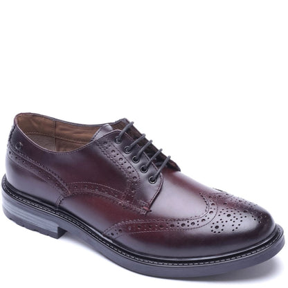 Tanner Waxy Brogue Shoes Bordo