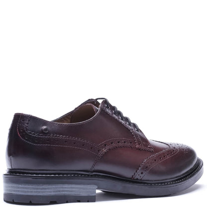 Tanner Waxy Brogue Shoes Bordo