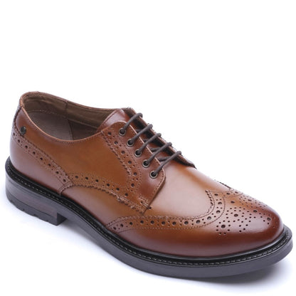 Tanner Waxy Brogue Shoes Tan