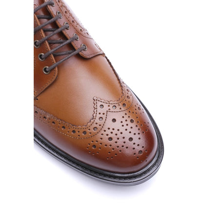 Tanner Waxy Brogue Shoes Tan