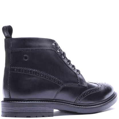 Foster Waxy Brogue Boots Black