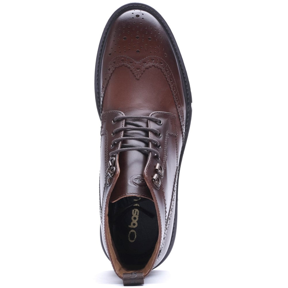 Foster Waxy Brogue Boots Brown