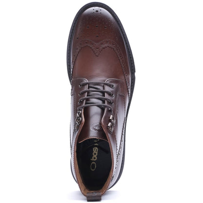 Foster Waxy Brogue Boots Brown