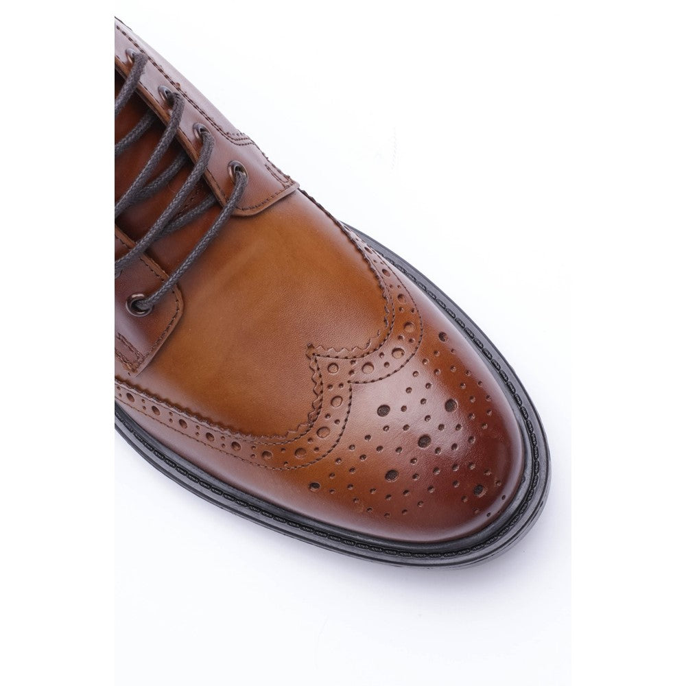 Foster Waxy Brogue Boots Tan