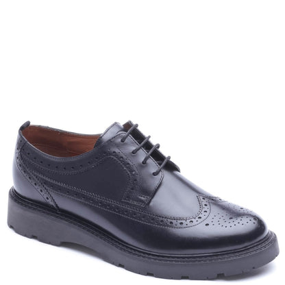 Phase Waxy Brogue Shoes Black