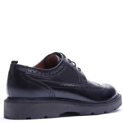 Phase Waxy Brogue Shoes Black