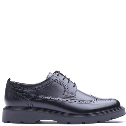 Phase Waxy Brogue Shoes Black