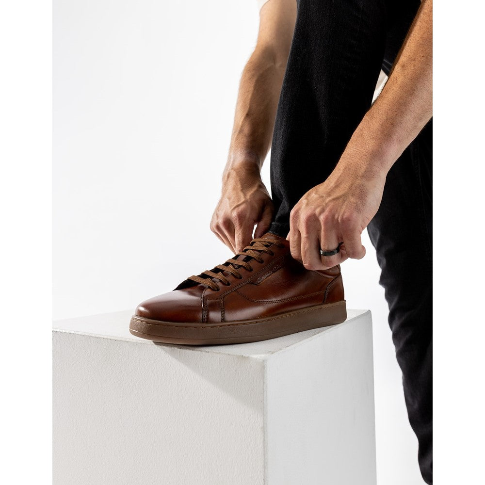 Zammo Waxy Lace Up Trainers Tan