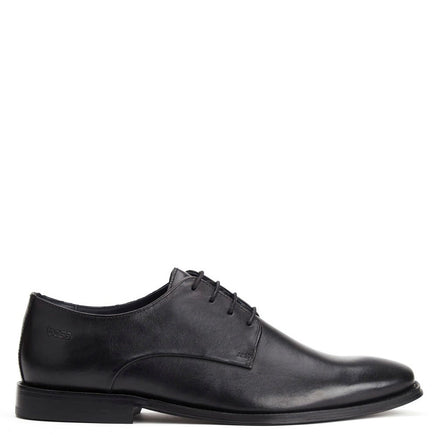 Men's Black Leather Marley Waxy Derby Shoes | Base London Black