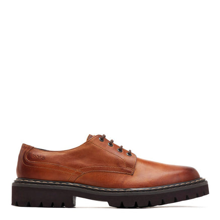 Men's Tan Leather Wick Pull Up Derby Shoes | Base London Tan