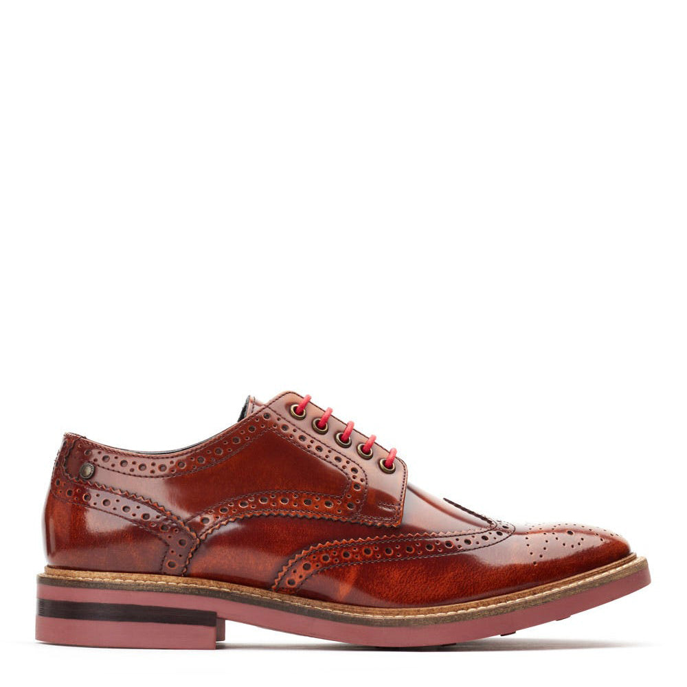 Men s Tan Leather Woburn Hi Shine Brogue Shoes Base London Tan