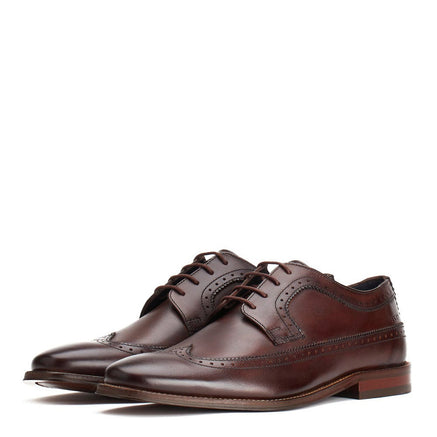Men's Brown Leather Havisham Washed Brogue Shoes | Base London Brown