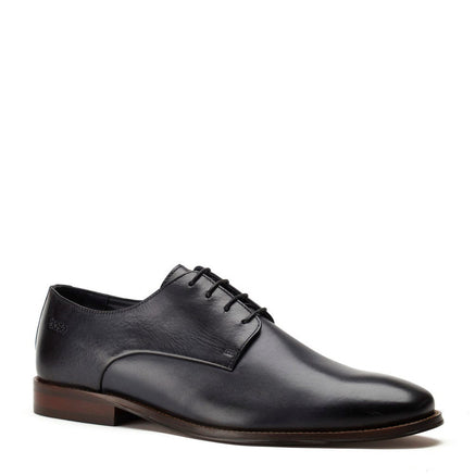 Men's Navy Leather Marley Washed Derby Shoes | Base London Navy