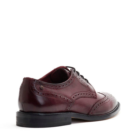 Men's Bordo Leather Chaplin Washed Brogue Shoes | Base London Bordo