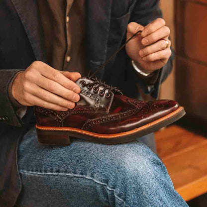 Woburn XL Hi Shine Brogue Shoes Bordo