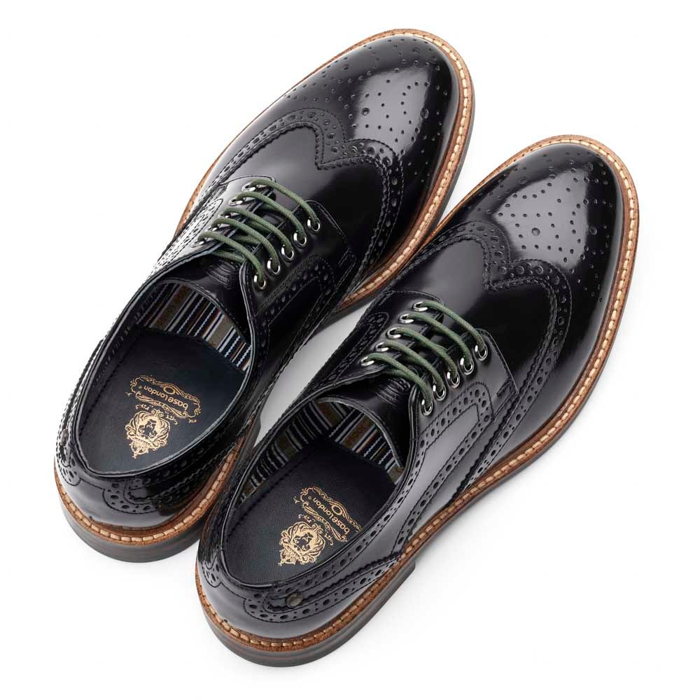 Woburn XL Hi Shine Brogue Shoes Black